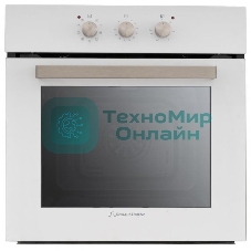 Встраиваемая электрическая духовка Schaub Lorenz 59.5х59.5x61 см, 58л, 9 режимов работы, механические переключатели, механический таймер, белая эмаль/ручки цвета нержавеющая сталь