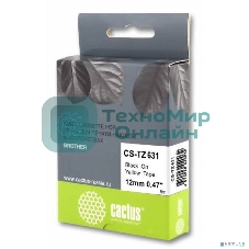 Картридж ленточный Cactus CS-TZ631 черный шрифт, желтый фон (12 мм, 8 м) для Brother 1010/1260VP/1830VP/9700PC
