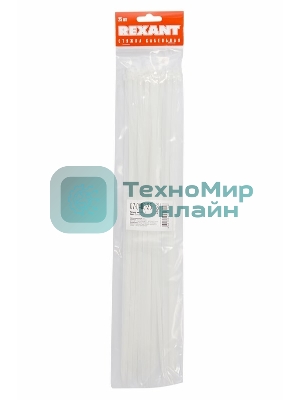 Хомут-стяжкa нeйлонoвая Rexant 400x4,8 мм, белая, упаковка 25 шт.