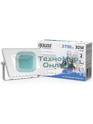 Прожектор светодиодный Gauss Elementary 30Вт 2100лм IP65 6500К бел.