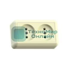 Розетка Кунцево-Электро 2-м ОП Оптима 10А IP20 РА10-373 (в компл. с монтажной пластиной) без заземл. сл. кость