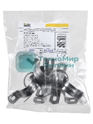 Скоба IEK CMAT11-21-010 двухлапковый 21мм оцинкованная сталь белый (упак.: 10 шт)