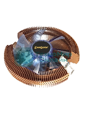 Кулер для процессора ExeGate Wizard EE91-PWM.Cu.BLUE бронзовый, 90 мм, алюминий/медь, 2400 об/мин, 24 дБ, 4 pin, 80 Вт, 58 мм