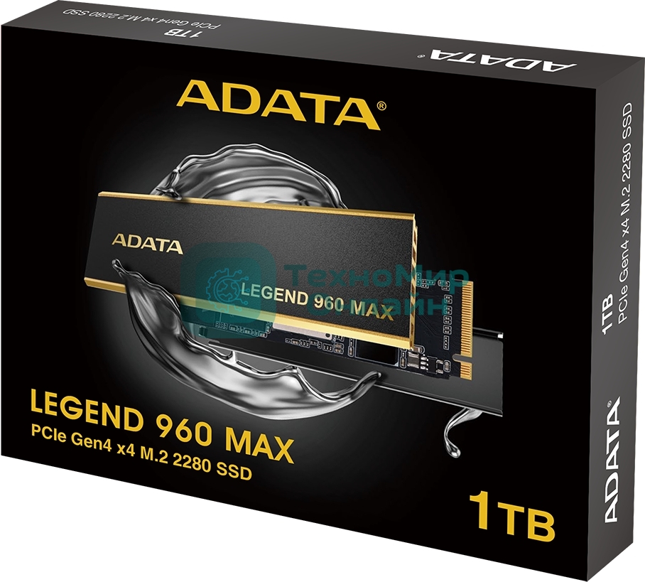 Накопитель SSD ADATA LEGEND 960 MAX, 1Tb, PCIe 4.0 x4, M.2 2280, NVMe, R/W 7400/6000, с радиатором