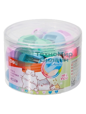 Точилка для карандашей ручная Deli MiYou EH550, 1 отверстие, пластик, ассорти, туба