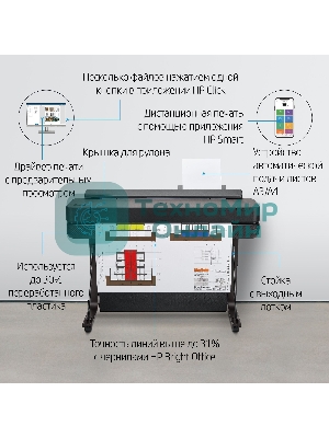 Плоттер струйный HP Designjet T650 (5HB10A), A0, 36