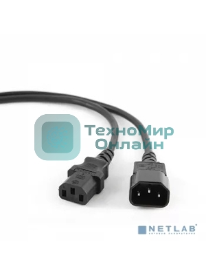 Кабель сетевой CAC6-C13-C14-3M Wize, 3 м, C13-С14, 6 А, черный, пакет