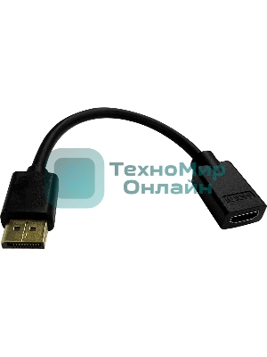 Переходник Buro DisplayPort (m)/HDMI (f) черный (BU-HDMI(F)-DP(M))