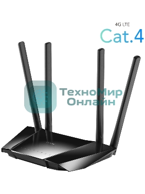 Роутер беспроводной Cudy LT400 N300 10/100BASE-TX/4G cat.4 черный
