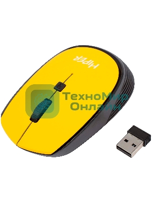 Мышь беспроводная HIPER HOMW-085 желтый, 1600 dpi, радиоканал, USB, кнопки - 4