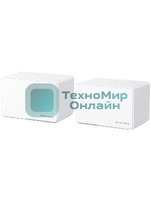 Домашняя Mesh Wi‑Fi система AX3000 Whole Home Mesh Wi-Fi 6 SystemSPEED: 574 Mbps at 2.4 GHz + 2402 Mbps at 5 GHzSPEC: Internal Antennas, 3× Gigabit Ports per Unit (WAN/LAN auto-sensing), 1024-QAM, OFDMA, HE160FEATURE: MERCUSYS APP, Router/AP Mode, One Unified Network, Seaml