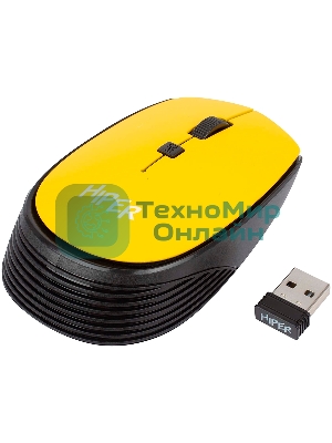 Мышь беспроводная HIPER HOMW-085 желтый, 1600 dpi, радиоканал, USB, кнопки - 4