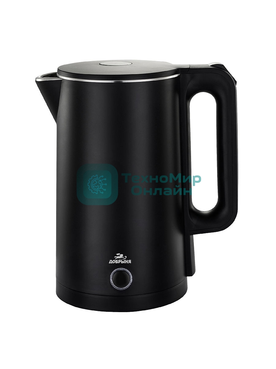 Чайник электрический Добрыня DO-1245B (1,8л) 2000Вт двойная стенка пл/нжс черный