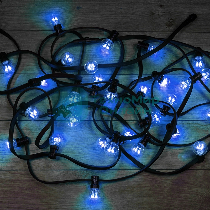 Гирлянда Neon-night LED Galaxy Bulb String 10м, черный каучук, 30 лампx6 LED синий, влагостойкая IP65