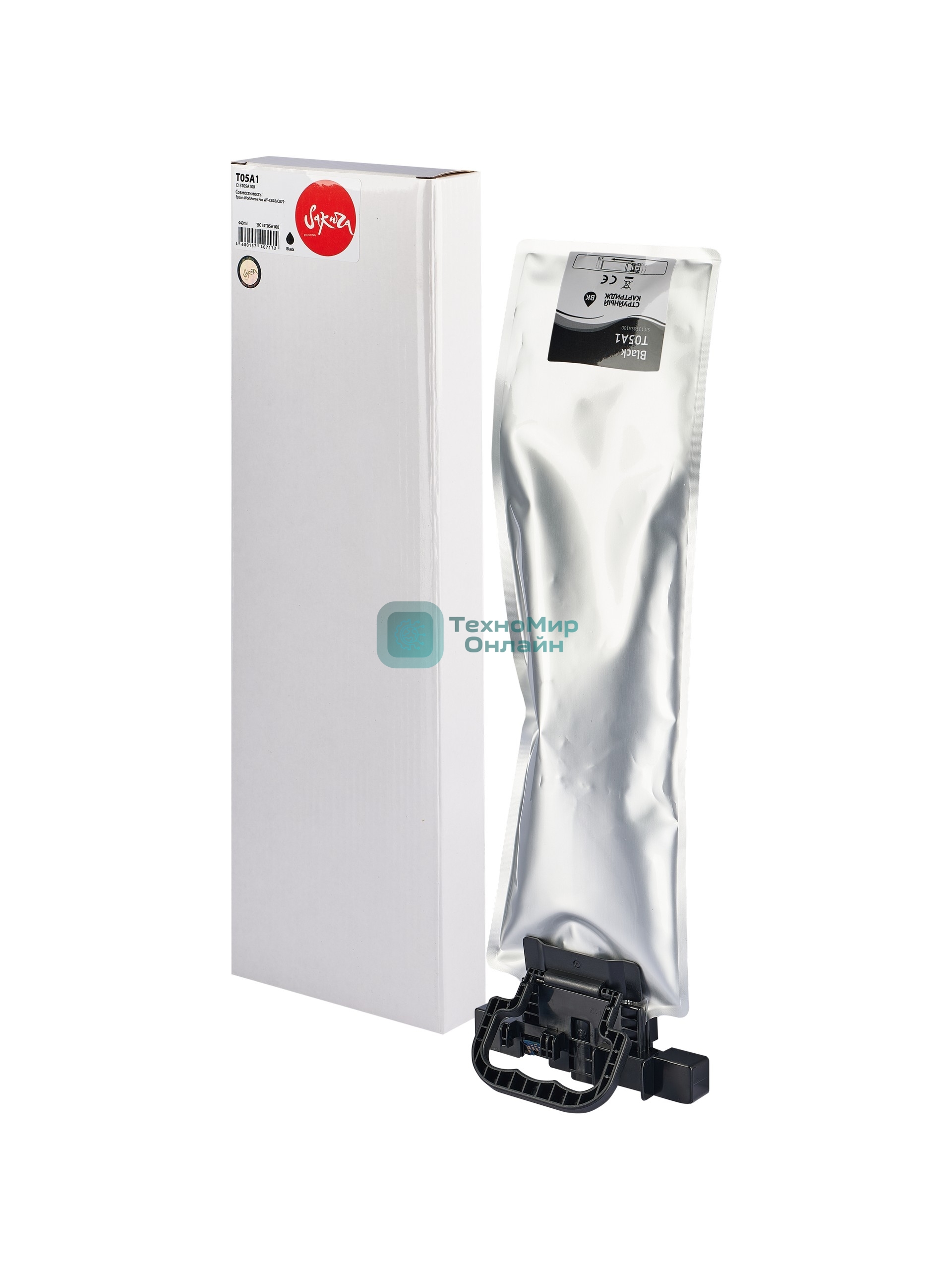 Контейнер с чернилами Sakura C13T05A100 (T05A1 BK) для Epson, черный, 20000 к., 440 мл.