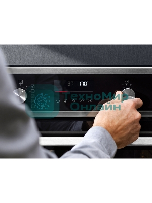 Встраиваемый духовой шкаф Electrolux COF6P76BX, Духовой шкаф электрический с конвекцией, объем 65 л, утапливаемые переключатели, 9 режимов, автопрограммы, очистка пиролитическая, 3 стекла в дверце, направляющие проволочные + телескопические (1 уровень)