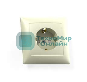 Розетка Кунцево-Электро 1-м СП Селена РС16-400 защ. шторки с заземл. сл. кость