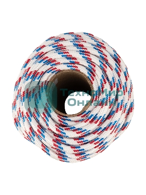 Фал плетеный Сибртех полипр. 24-прядный с полипр. серд. 10 мм, бухта 100 м, 700 кгс