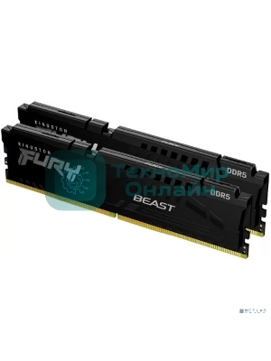 Оперативная память Kingston Fury Beast, DDR5, 64Gb (2x32Gb), 6000MHz, CL36, DIMM, с радиатором, черный