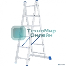 Лестница Сибртех, 2 х 6 ступеней, алюминиевая, двухсекционная