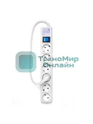 Сетевой фильтр PowerCube Фильтр-удлинитель (SPG(5+1)-16B-0,5M) 6 розеток, 0,5 м,16А/3,5 кВт, белый