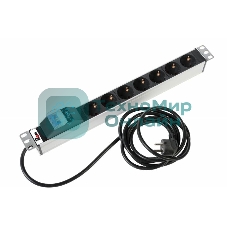 Блок розеток Rem-16 с авт. 16А, 7 Shuko, алюм., 19