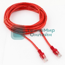Патч-корд UTP Cablexpert cat.5e, 5м, литой, многожильный, красный
