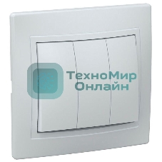 Выключатель 3-кл. СП КВАРТА 10А IP20 белый IEK EVK30-K01-10-DM