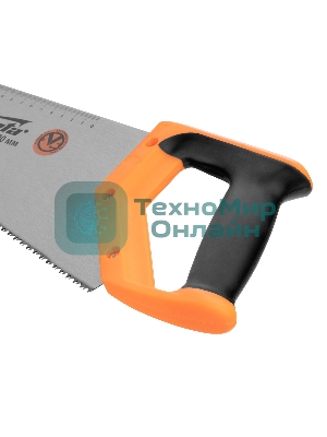 Ножовка по дереву Sparta 500 мм, 7-8 TPI, зуб-2D, каленый зуб, линейка, двухкомпонентная рукоятка