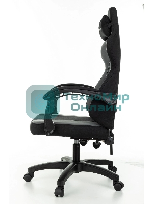 Кресло Zombie Rudger черный/серый, экокожа, 120 кг, механизм качания