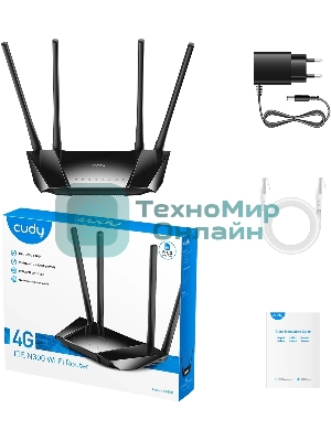 Роутер беспроводной Cudy LT400 N300 10/100BASE-TX/4G cat.4 черный