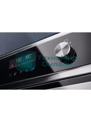 Встраиваемый духовой шкаф Electrolux COF6P76BX, Духовой шкаф электрический с конвекцией, объем 65 л, утапливаемые переключатели, 9 режимов, автопрограммы, очистка пиролитическая, 3 стекла в дверце, направляющие проволочные + телескопические (1 уровень)