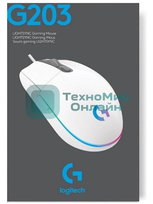Мышь проводная Logitech G102 LIGHTSYNC белый, 8000 dpi, USB, кнопки - 6
