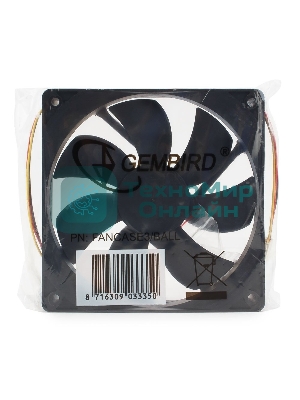 Вентилятор для корпуса Gembird черный, 120 мм, 2000 об/мин, 38 дБ, 3 pin