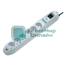 Сетевой фильтр Pilot GL 1.8 м, 6 розеток, белый, коробка