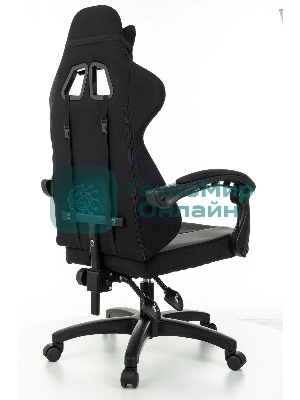 Кресло Zombie Rudger черный/серый, экокожа, 120 кг, механизм качания