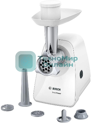 Мясорубка электрическая Bosch MFW2520W белый, 1500 Вт, 1.7 кг/мин, насадки - 4