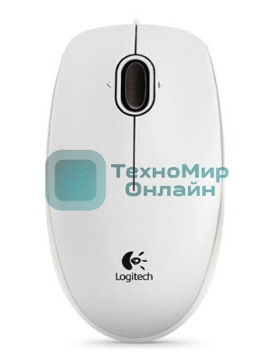 Мышь проводная Logitech B100 белый, 1000 dpi, USB, кнопки - 3