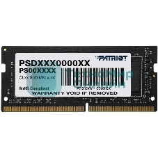 Оперативная память Patriot Signature, DDR4, 4GB (1x4 GB), 2666 MHz, CL19, SO-DIMM