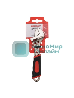 Разводной ключ Rexant 150 мм, двухкомпонентная рукоятка