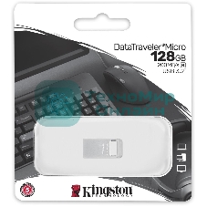 Флешка USB Kingston DataTraveler Micro (DTMC3G2/128Gb), 128Gb, USB 3.2 Gen 1, R/W 200/60, серебристый