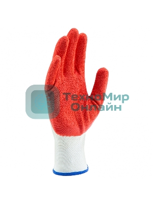 Перчатки трикотажные Сибртех полиэфирные, латексное рельефное покрытие