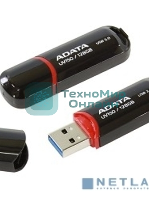 Флешка USB ADATA UV150 (AUV150-128G-RBK), 128Gb, USB 3.0, R/W 100/30, черный