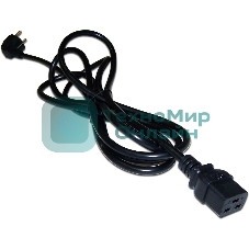 Шнур питания Lanmaster C19-Schuko угловая, 3х1.5, 220В, 16А, черный, 2 метра