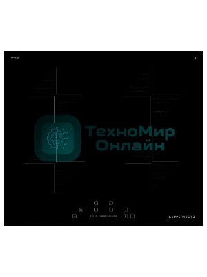 Индукционная варочная панель Kuppersberg ICI 604 60 см, индукция, High-Tech, inverter, прямой край, 9 уровней мощности, бустер, Stop and Go, автоматическое отключение, таймер, индикатор остаточного тепла, сенсорное/слайдерное управление, черный