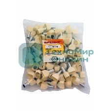 Наконечник штыревой втулочный изолированный Rexant F-14 мм 2х16 мм² (НШВи(2) 16-14/НГи2 16-14) слоновая кость