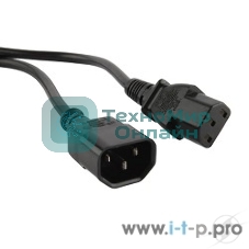 Кабель Hyperline PWC-IEC13-IEC14-1.0-BK Кабель питания монитор-компьютер IEC 320 C13 - IEC 320 C14 (3x0.75), 1 м