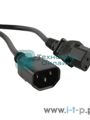 Кабель Hyperline PWC-IEC13-IEC14-1.0-BK Кабель питания монитор-компьютер IEC 320 C13 - IEC 320 C14 (3x0.75), 1 м
