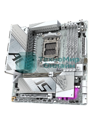 Материнская плата Gigabyte B850M AORUS ELITE WIFI6E ICE, AM5, AMD B850, 4xDDR5, 4xSATA, 2xM.2, 1xPCIe 5.0 x16, 1xPCIe 3.0 x4, 1xDP, 1xHDMI, 1x2.5Gb LAN, Wi-Fi 6E, Bluetooth 5.3, 2xUSB-A 10Gbps (Gen2), 5xUSB-A 5Gbps, 4xUSB-A 2.0, 1xUSB-C 10Gbps (Gen2), 2x3.5 мм, 7.1, mATX