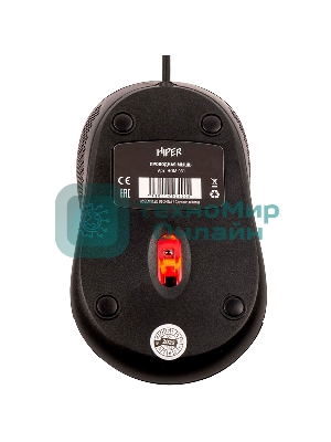 Мышь проводная HIPER HOM-031 черный, 1000 dpi, USB, кнопки - 3